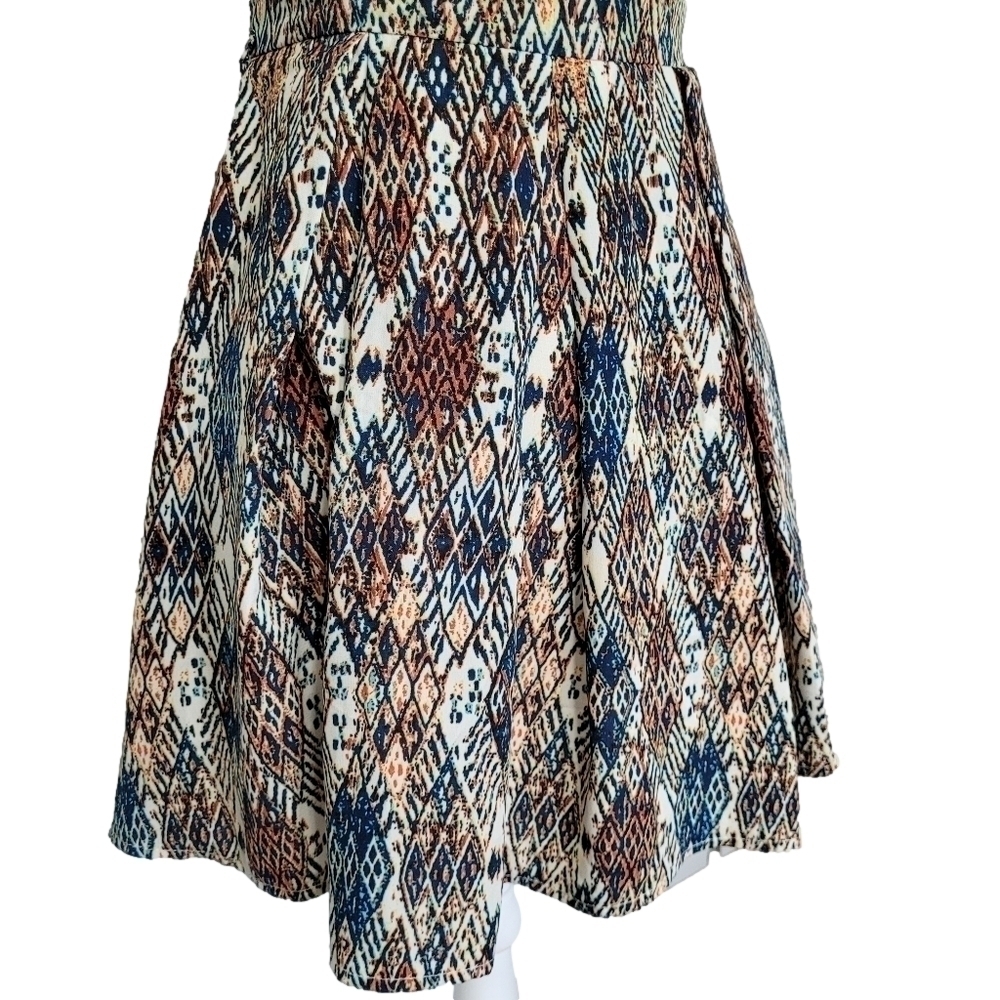 Pixie + Diamond Abstract Midi Dress High Neck Fit Flare Small - Picture 3 of 12